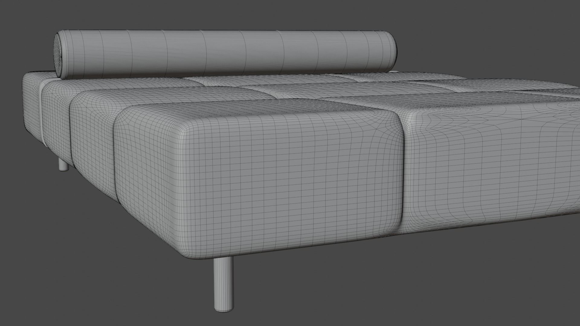 Light Ikea sofa with leather pillow and belt Low-poly 3D model_6