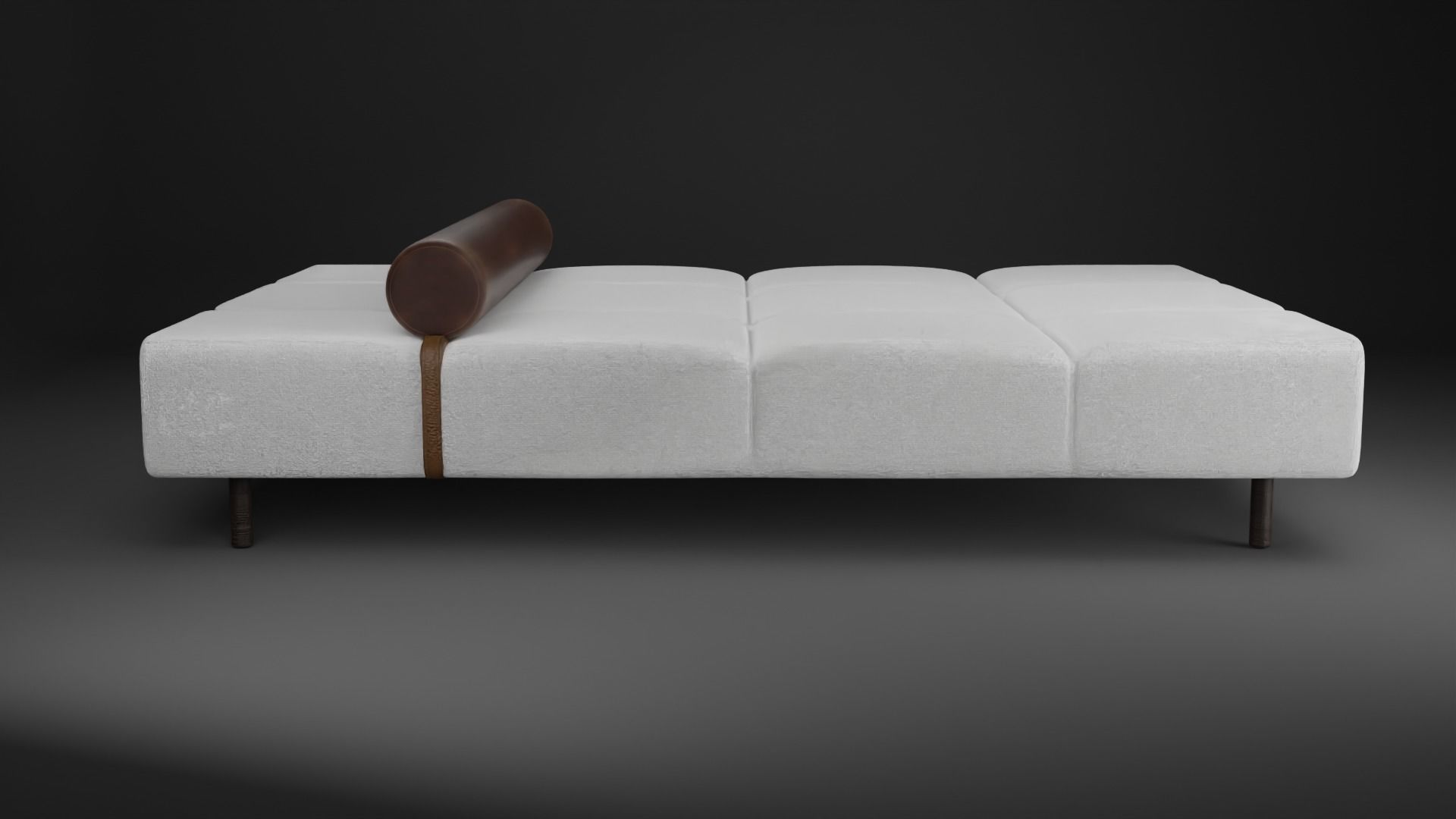 Light Ikea sofa with leather pillow and belt Low-poly 3D model_1