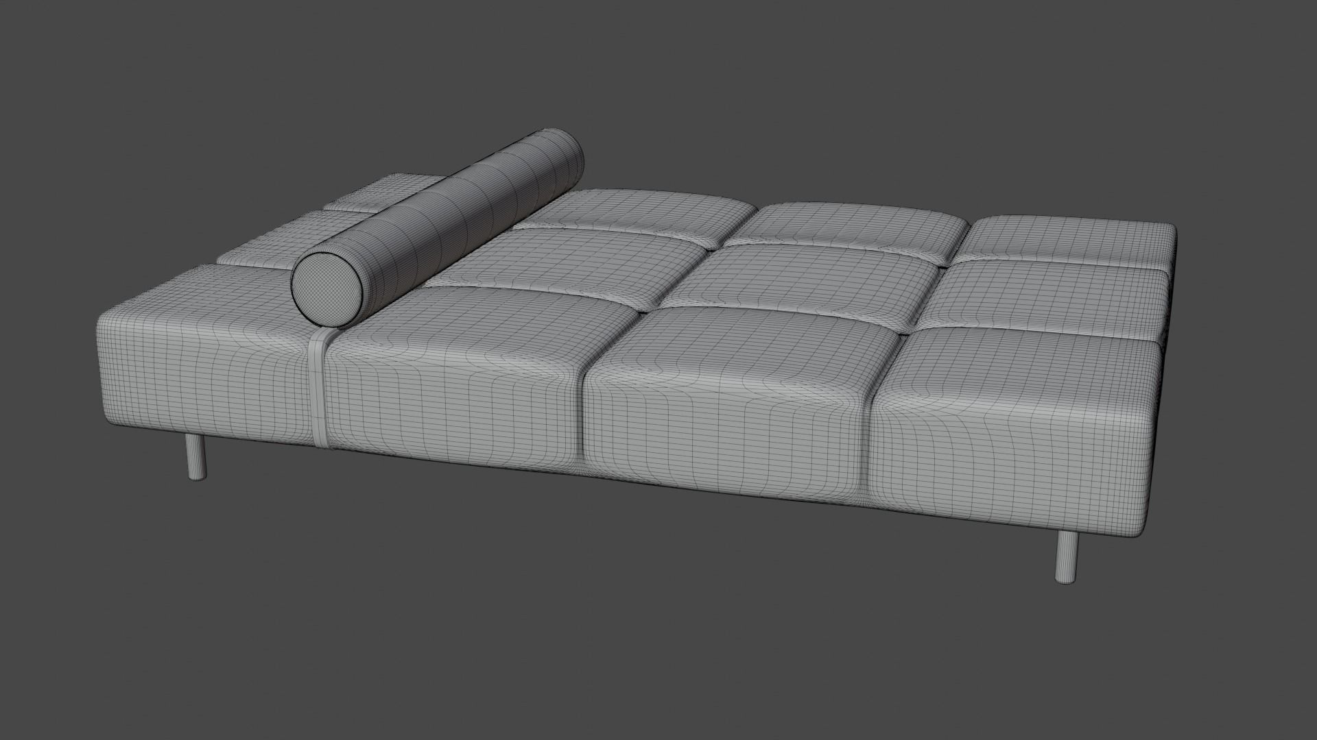 Light Ikea sofa with leather pillow and belt Low-poly 3D model_4