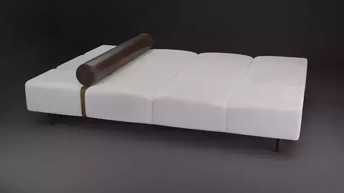 Light Ikea sofa with leather pillow and belt
