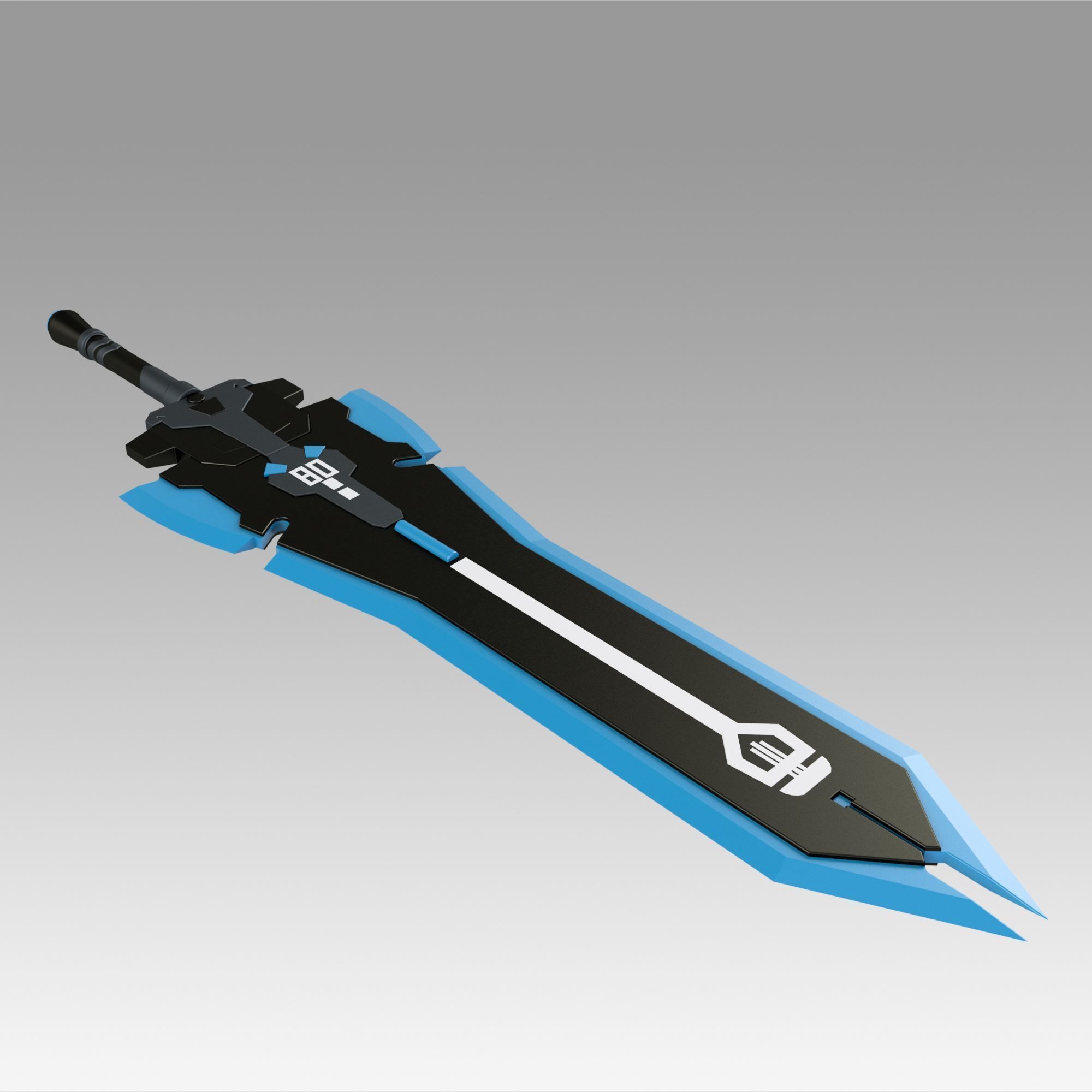 Tower of Fantasy Meryl Sword Weapon Blue Cosplay Accessory 3D print model_3
