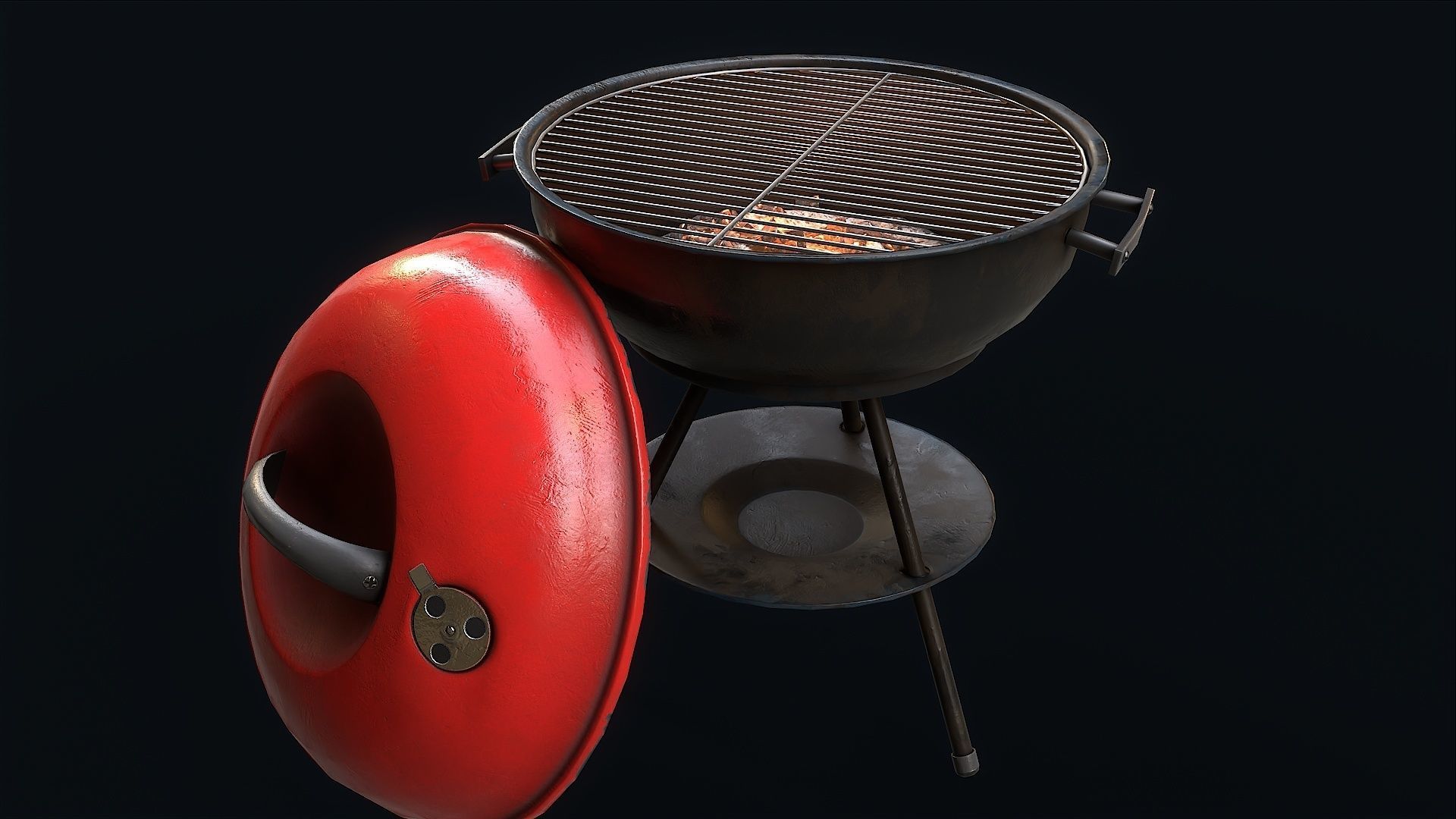 Barbeque Grill Low-poly 3D model_4
