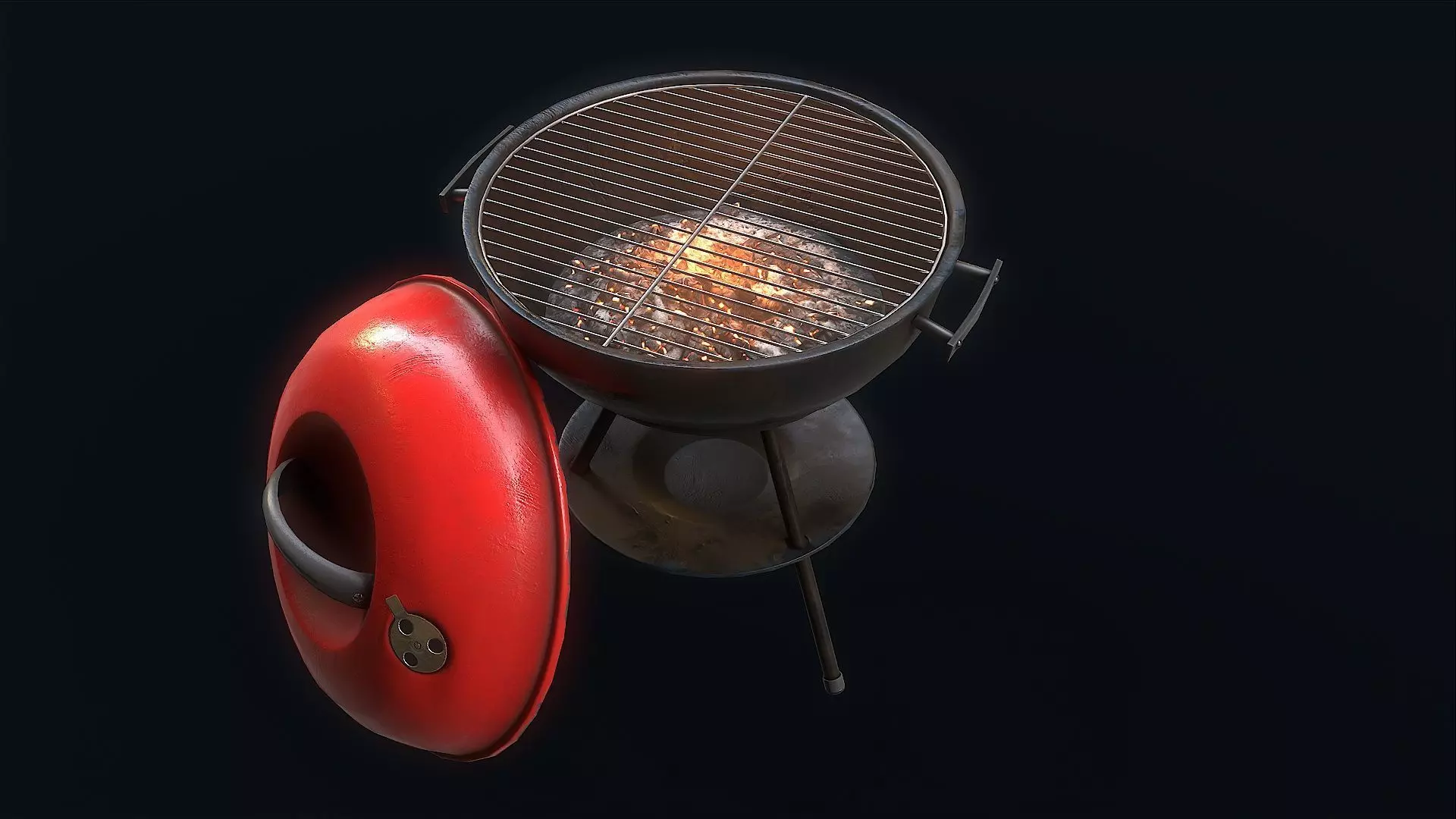 Barbeque Grill Low-poly 3D model_0