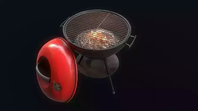 Barbeque Grill Low-poly 3D model