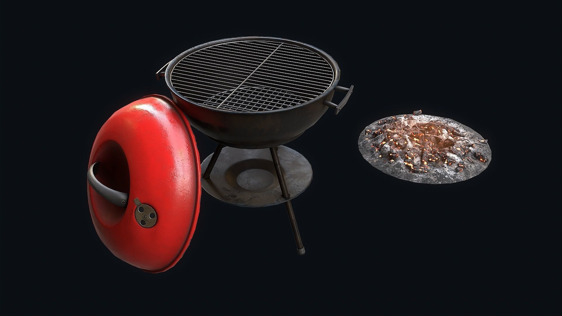 Barbeque Grill Low-poly 3D model_6