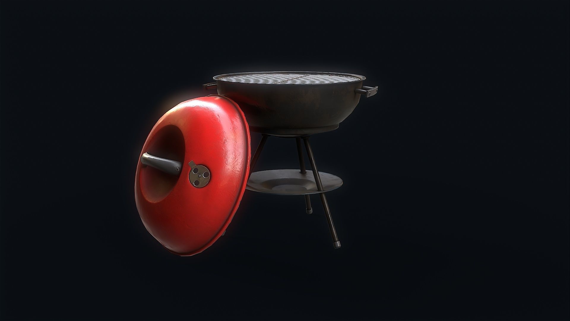 Barbeque Grill Low-poly 3D model_3
