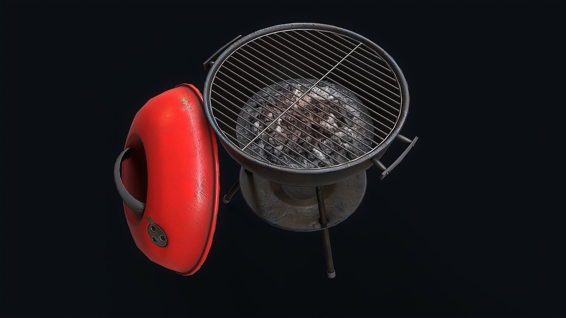 Barbeque Grill Low-poly 3D model_5
