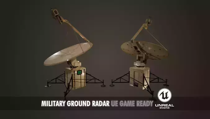 Animated Military Radar Low-poly 3D model