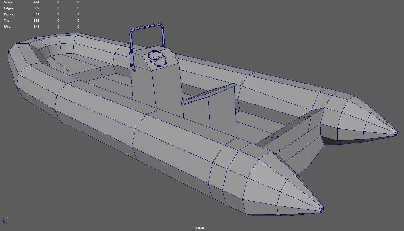 Low Poly Boat 02 Low-poly 3D model_9