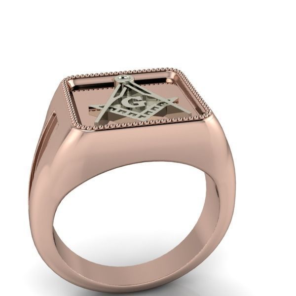 The Square and Compass Signet MENS Ring JEWELRY  3D print model_33