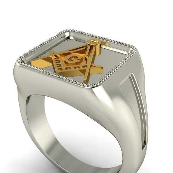 The Square and Compass Signet MENS Ring JEWELRY  3D print model_29