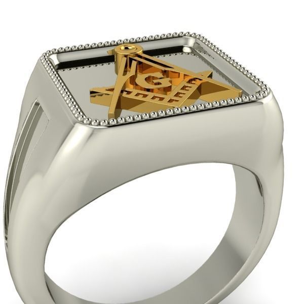 The Square and Compass Signet MENS Ring JEWELRY  3D print model_26