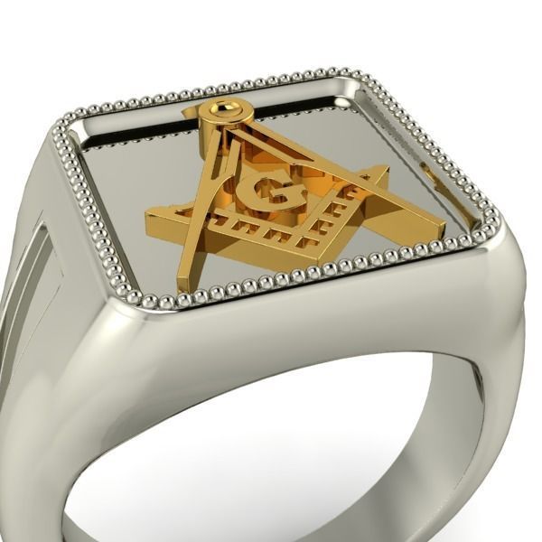 The Square and Compass Signet MENS Ring JEWELRY  3D print model_30