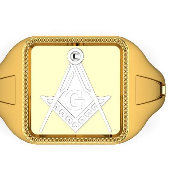 The Square and Compass Signet MENS Ring JEWELRY  3D print model_8