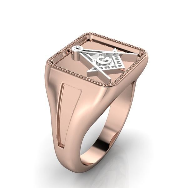 The Square and Compass Signet MENS Ring JEWELRY  3D print model_15