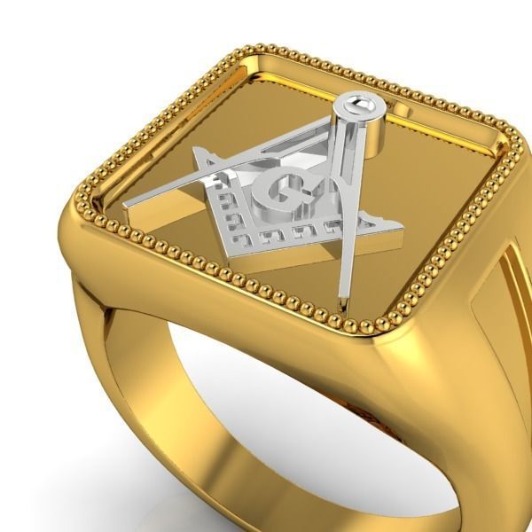 The Square and Compass Signet MENS Ring JEWELRY  3D print model_23