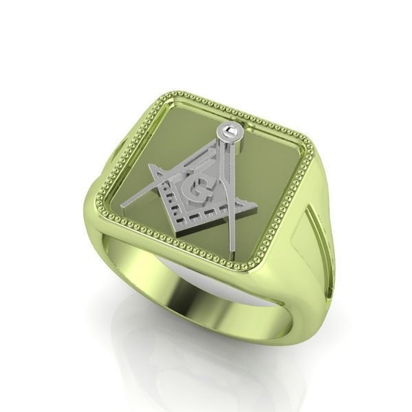 The Square and Compass Signet MENS Ring JEWELRY  3D print model_1