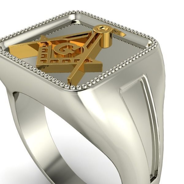 The Square and Compass Signet MENS Ring JEWELRY  3D print model_27