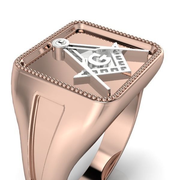 The Square and Compass Signet MENS Ring JEWELRY  3D print model_16