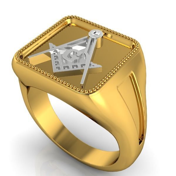 The Square and Compass Signet MENS Ring JEWELRY  3D print model_5