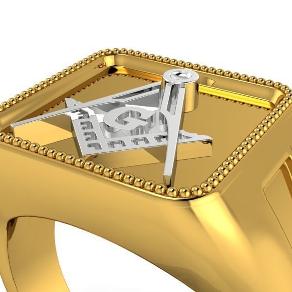 The Square and Compass Signet MENS Ring JEWELRY  3D print model_12