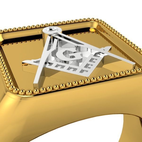 The Square and Compass Signet MENS Ring JEWELRY  3D print model_25