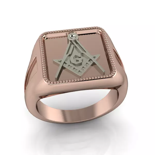 The Square and Compass Signet MENS Ring JEWELRY  3D print model_0