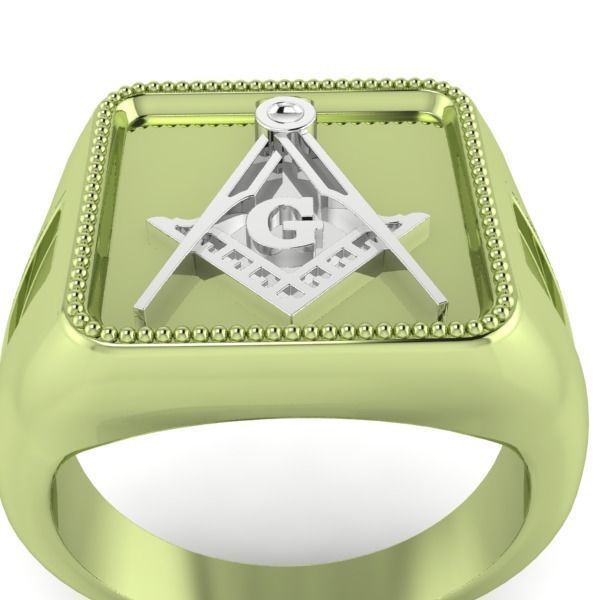 The Square and Compass Signet MENS Ring JEWELRY  3D print model_2