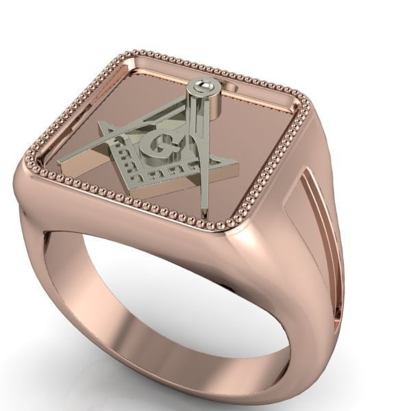 The Square and Compass Signet MENS Ring JEWELRY  3D print model_32