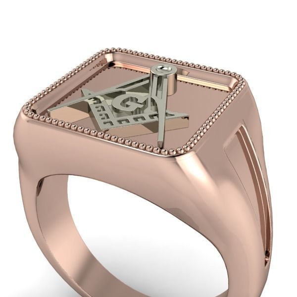 The Square and Compass Signet MENS Ring JEWELRY  3D print model_36