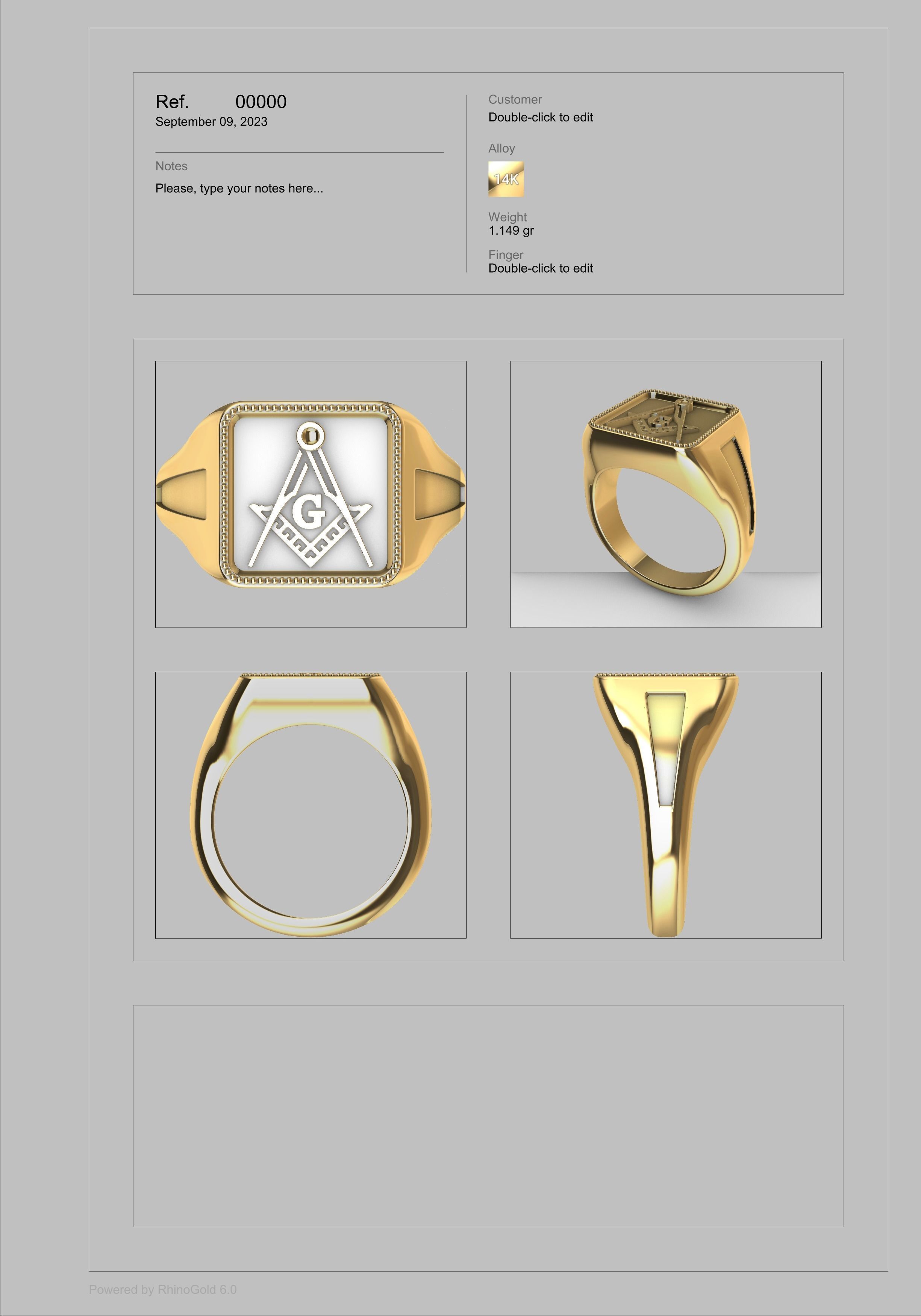 The Square and Compass Signet MENS Ring JEWELRY  3D print model_6
