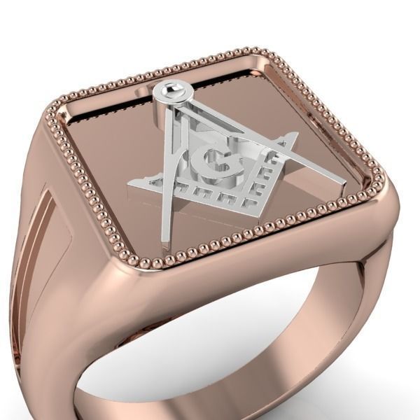 The Square and Compass Signet MENS Ring JEWELRY  3D print model_17