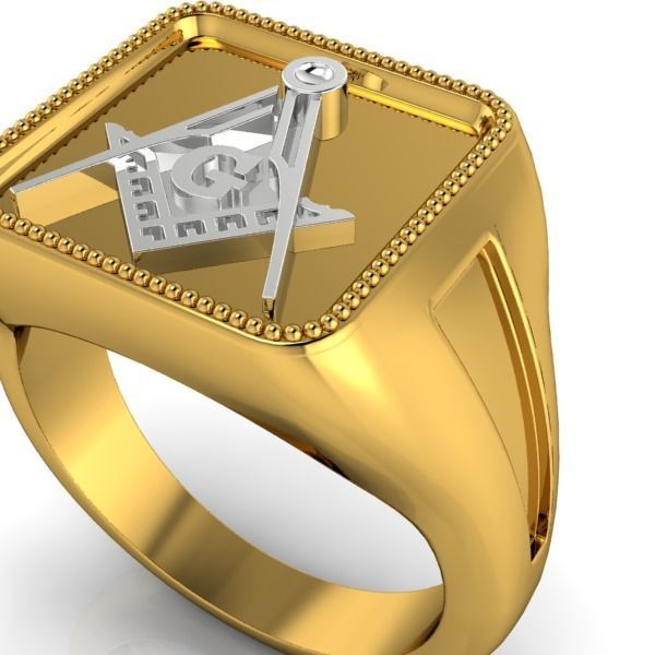 The Square and Compass Signet MENS Ring JEWELRY  3D print model_22