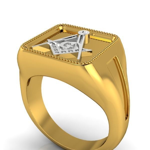 The Square and Compass Signet MENS Ring JEWELRY  3D print model_11