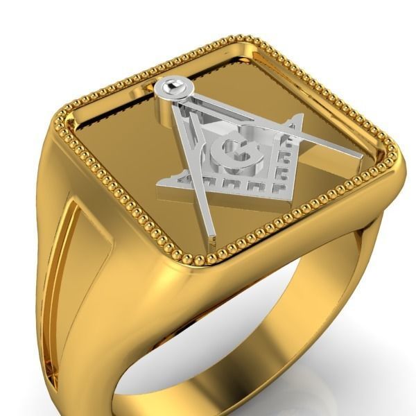 The Square and Compass Signet MENS Ring JEWELRY  3D print model_24