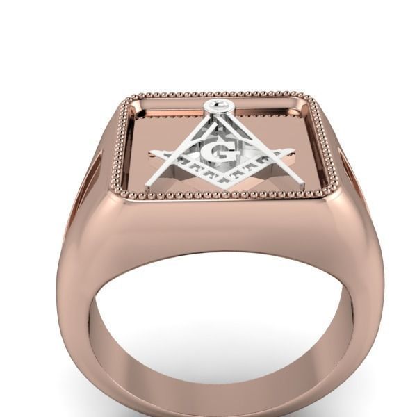 The Square and Compass Signet MENS Ring JEWELRY  3D print model_14