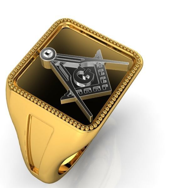 The Square and Compass Signet MENS Ring JEWELRY  3D print model_7