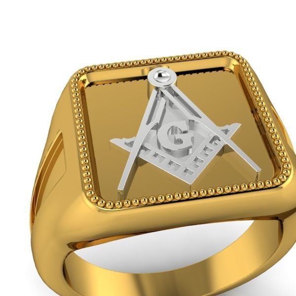 The Square and Compass Signet MENS Ring JEWELRY  3D print model_13