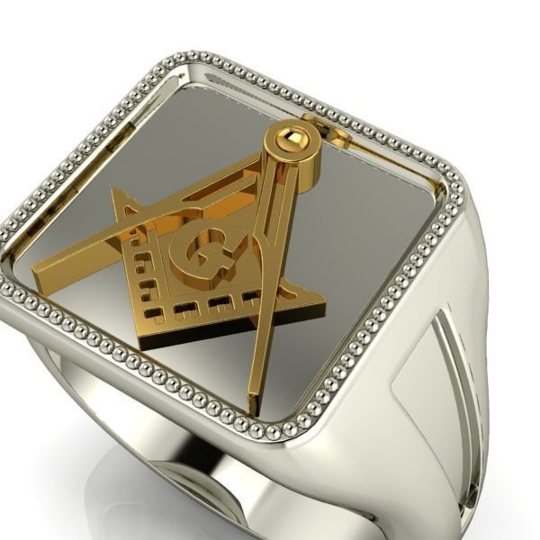 The Square and Compass Signet MENS Ring JEWELRY  3D print model_28