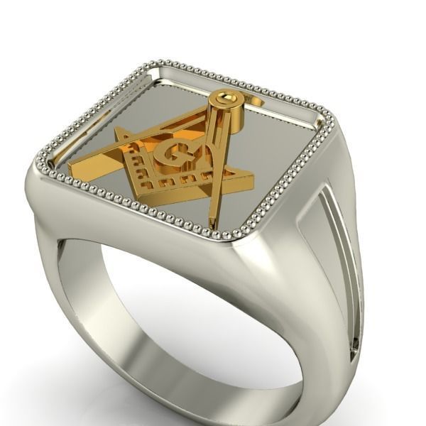 The Square and Compass Signet MENS Ring JEWELRY  3D print model_31