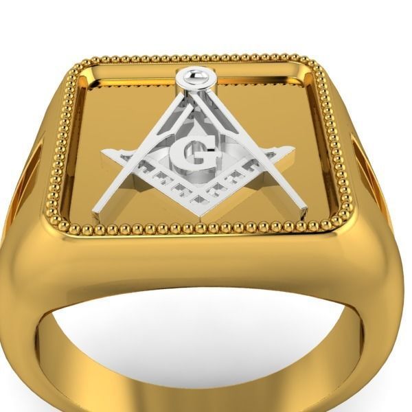 The Square and Compass Signet MENS Ring JEWELRY  3D print model_3
