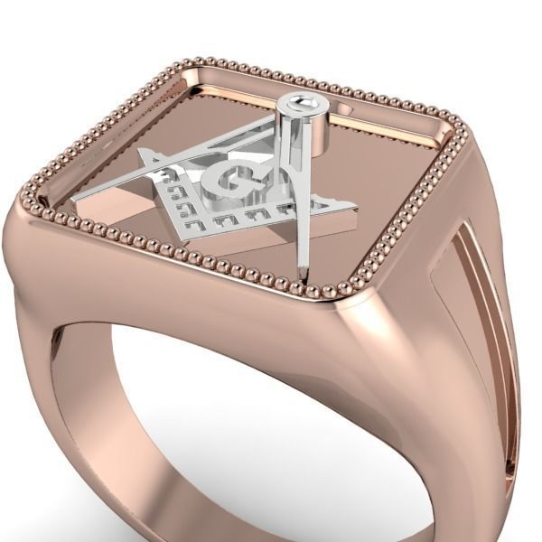 The Square and Compass Signet MENS Ring JEWELRY  3D print model_18