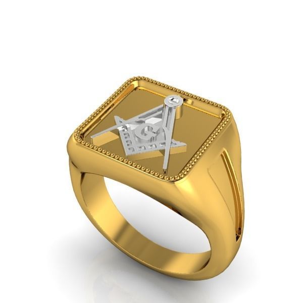 The Square and Compass Signet MENS Ring JEWELRY  3D print model_21