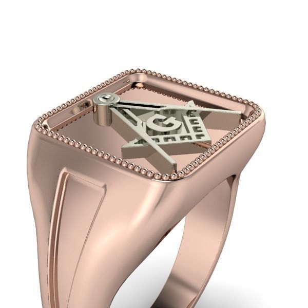The Square and Compass Signet MENS Ring JEWELRY  3D print model_34