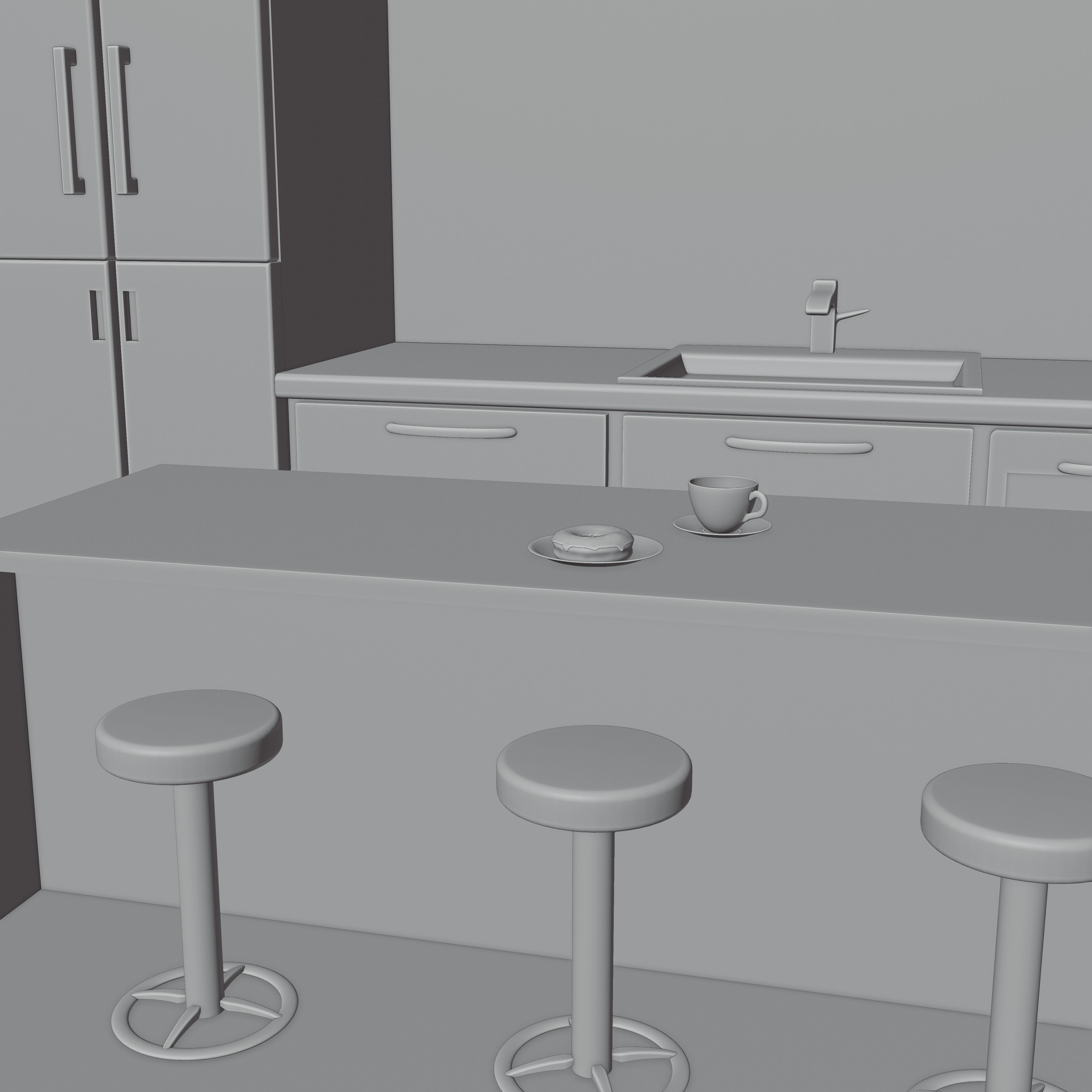 Low Poly Realistic Kitchen Model Low-poly 3D model_4