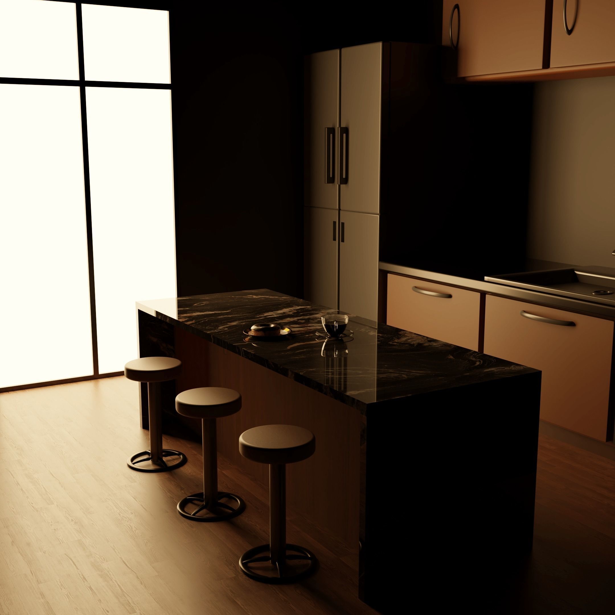 Low Poly Realistic Kitchen Model Low-poly 3D model_1