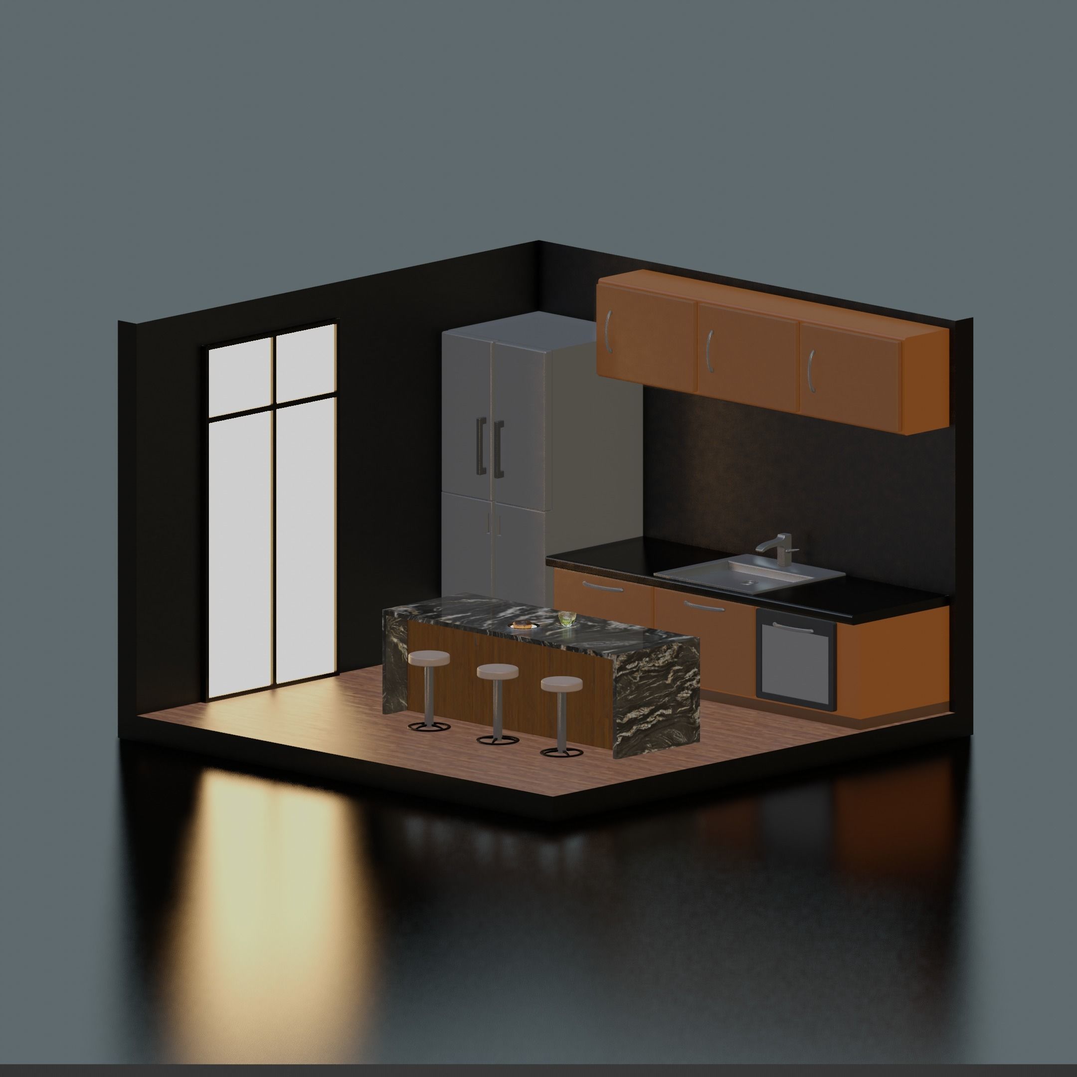 Low Poly Realistic Kitchen Model Low-poly 3D model_9