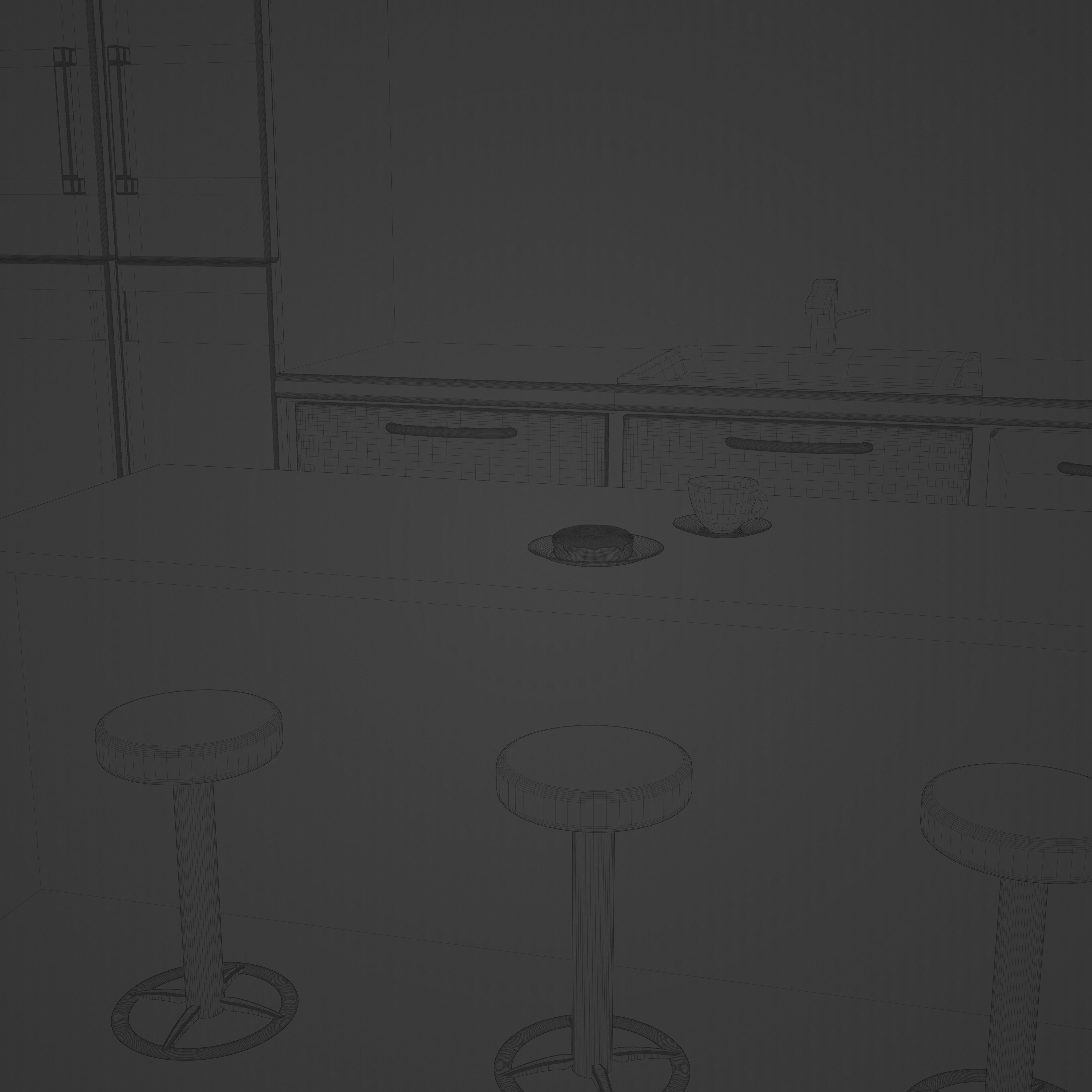 Low Poly Realistic Kitchen Model Low-poly 3D model_5