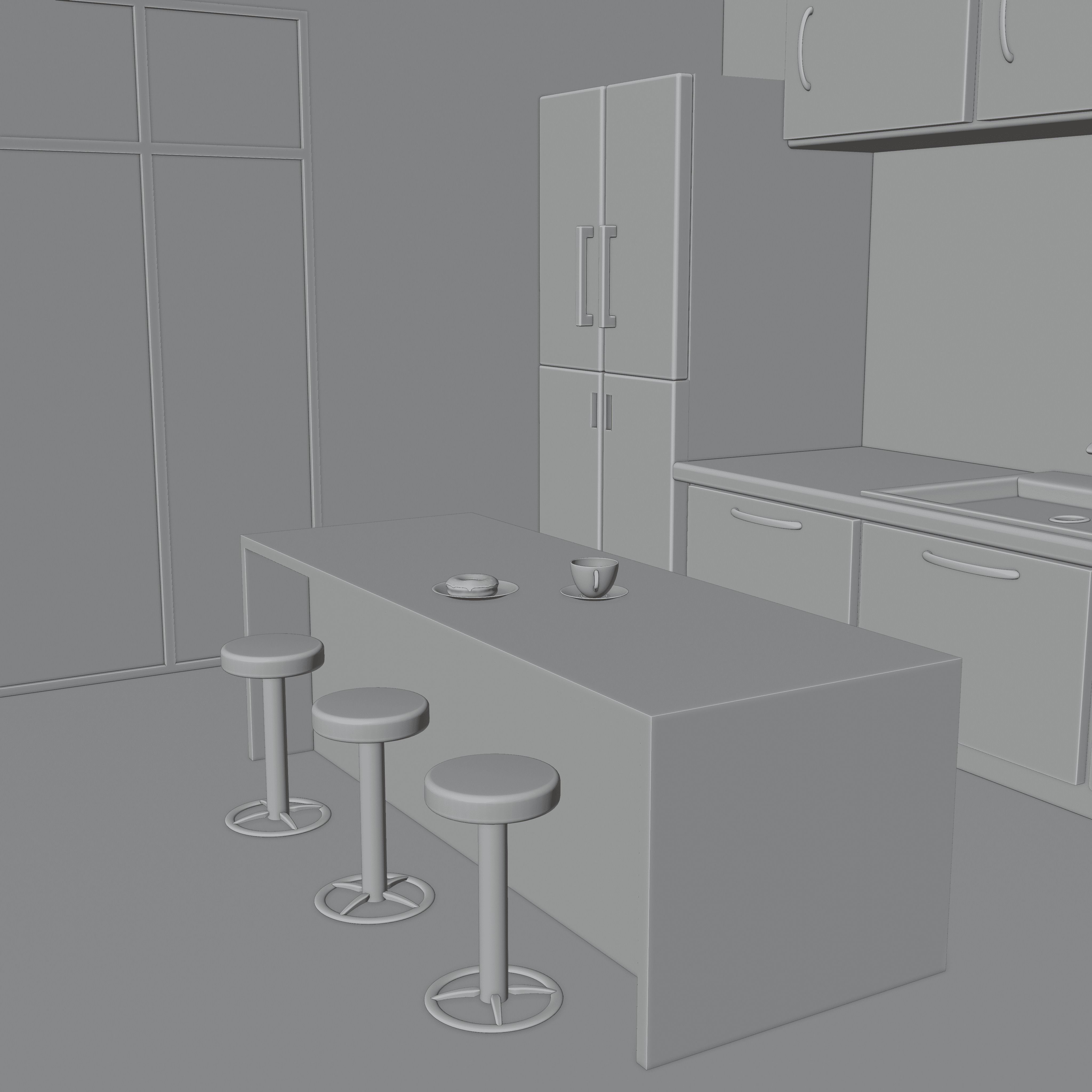 Low Poly Realistic Kitchen Model Low-poly 3D model_7