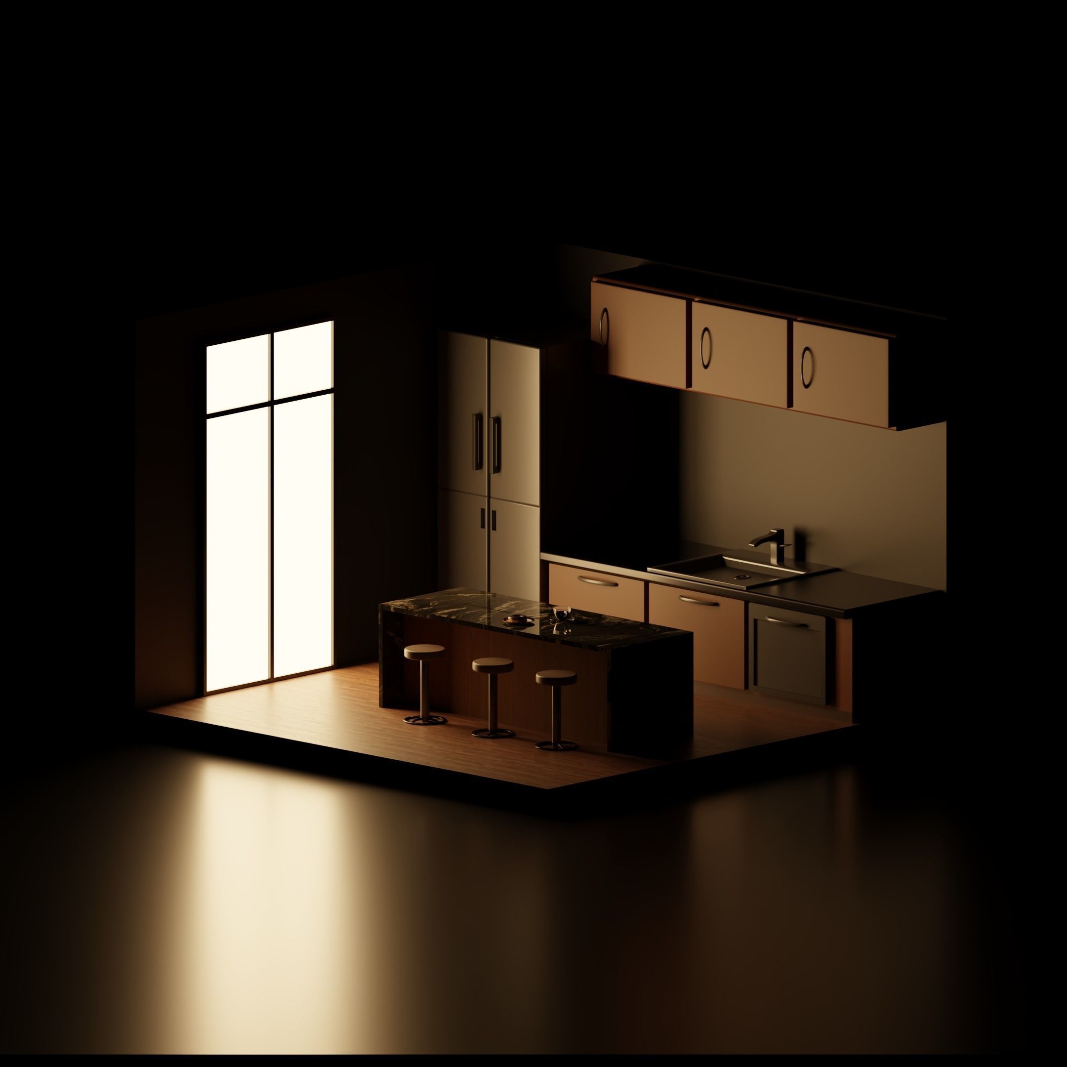 Low Poly Realistic Kitchen Model Low-poly 3D model_2